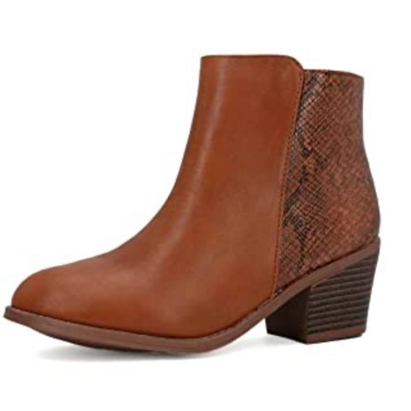Brown Snake Print Ankle Booties - Picture 1 of 3